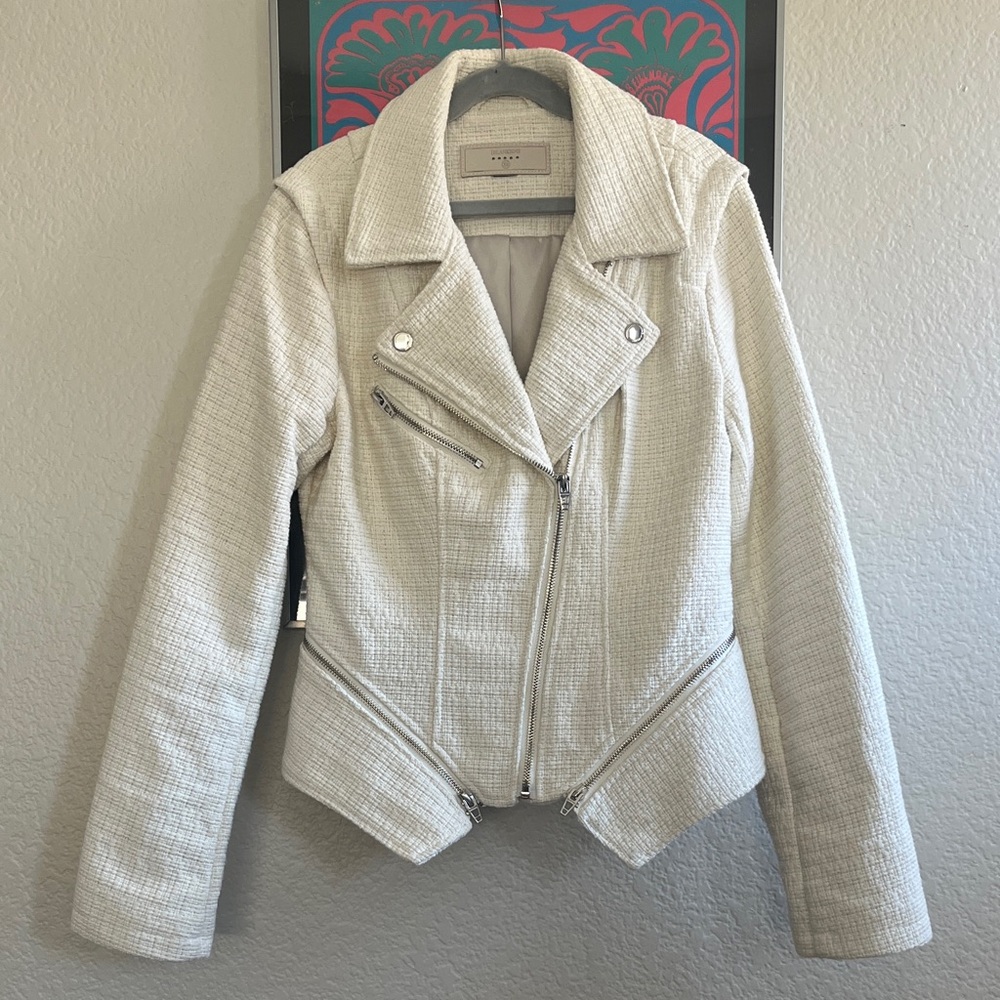 NWOT Cream Tweed Biker Blazer